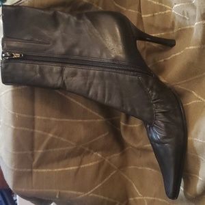 Genuine leather black stiletto boots